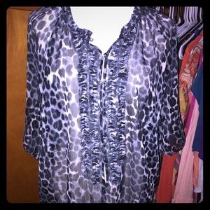 Express Sheer Animal Print Blouse